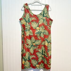 Reyn Spooner Hawaiian Shift Dress Cotton Sleeveless Size Large
